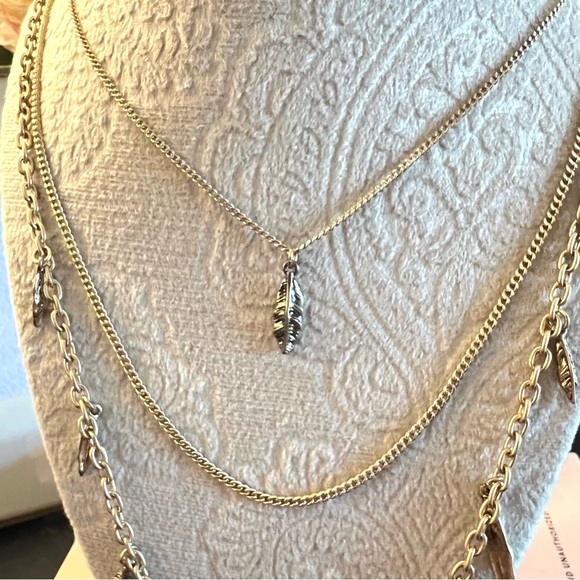 NWT Free People x Robert Lee Morris SoHo Fringe Feather Layered Necklace - Picture 9 of 13